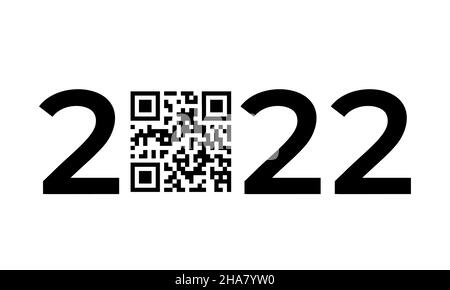 2022 numbers QR code. Covid vaccination. Funny New Year typography poster. Vector template for banner, sign, greeting card, invitation, etc Stock Vector