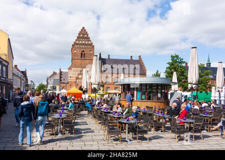 Roskilde: old city hall, square Staendertorvet, market, in Roskilde, Zealand, Sealand, Sjaelland, Denmark Stock Photo