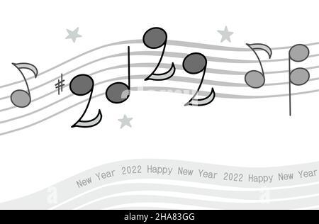 Vector Black and White 2022 Musical Notes Stock Vector