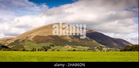 UK, Cumbria, Allerdale, Keswick, Blencathra ‘Saddleback’ from Castlerigg, panoramic Stock Photo