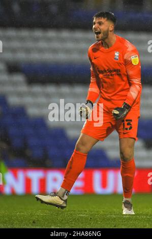 Matija Sarkic (Birmingham no. 13 ) celebrates teams goal during the Sky Bet Championship match between Birmingham City and Cardiff City at St Andrews, Birmingham, England on 11 December 2021. Photo by Karl Newton/PRiME Media Images. Credit: PRiME Media Images/Alamy Live News Stock Photo