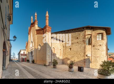 Cuneo, Italy - December 11, 2021: Monumental complex of San Francesco former church now a place of cultural activities and houses the headquarters of Stock Photo