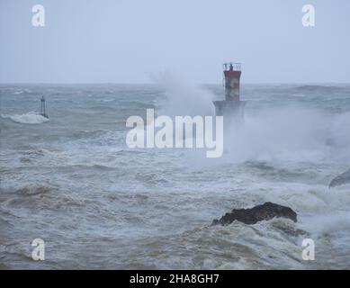 Big waves in Pasaia Donibane, Euskadi coastline Stock Photo