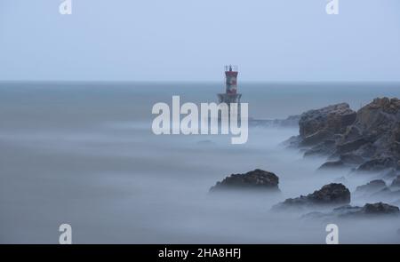 Big waves in Pasaia Donibane, Euskadi coastline Stock Photo