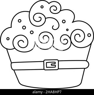 Happy Saint Patricks Day Cupcake. Vector illustration in doodle style isolated on background. Drawing for design, postcard, decor, poster, sticker. Ce Stock Vector