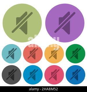 Mute solid darker flat icons on color round background Stock Vector