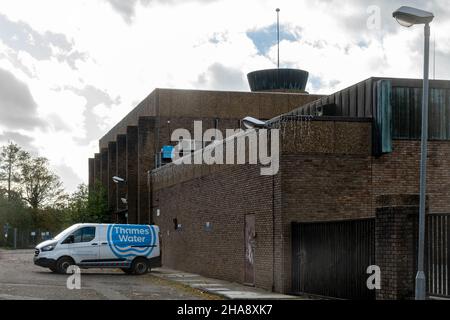 Thames Water Treatment Plant and van in Shalford, Surrey, England, UK Stock Photo