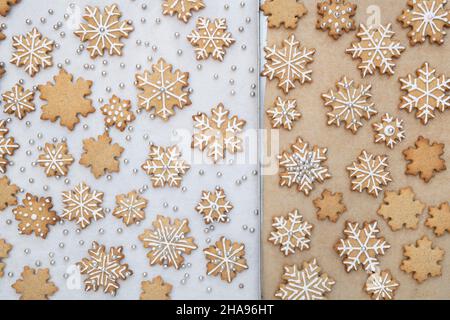 Homemade Christmas Snowflake Biscuits Stock Photo