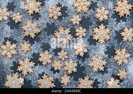Homemade Christmas Snowflake Biscuits Stock Photo