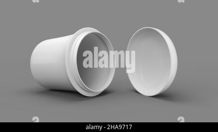 White blank cosmetic container for cream in the gray background Stock Photo