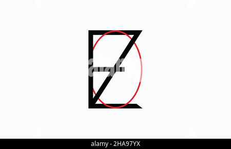 Initial letter EZO linked circle lowercase monogram logo black and red Stock Vector