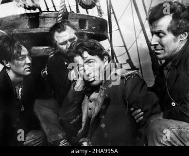 Gregory Peck (center), on-set of the Film, 'Captain Horatio Hornblower', Warner Bros., 1951 Stock Photo