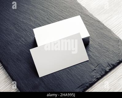 Photo of blank business cards. Template for ID. Stock Photo