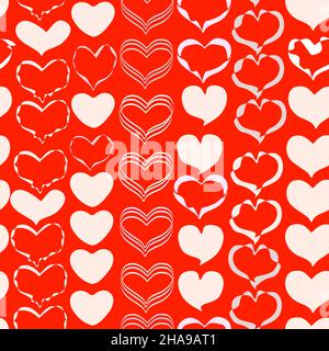 white hearts on a red background Stock Vector