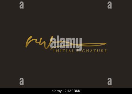 RW Letter Signature Logo Template elegant design logo. Hand drawn Calligraphy lettering Vector illustration. Stock Vector
