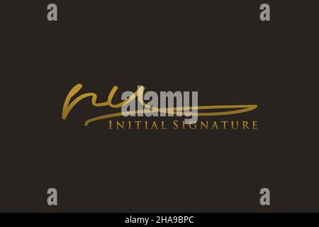 RU Letter Signature Logo Template elegant design logo. Hand drawn Calligraphy lettering Vector illustration. Stock Vector