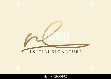RL Letter Signature Logo Template elegant design logo. Hand drawn Calligraphy lettering Vector illustration. Stock Vector