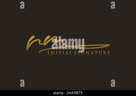 RM Letter Signature Logo Template elegant design logo. Hand drawn Calligraphy lettering Vector illustration. Stock Vector
