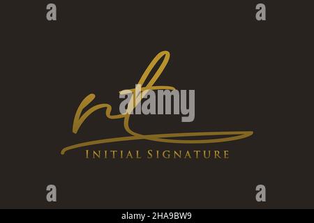 RT Letter Signature Logo Template elegant design logo. Hand drawn Calligraphy lettering Vector illustration. Stock Vector