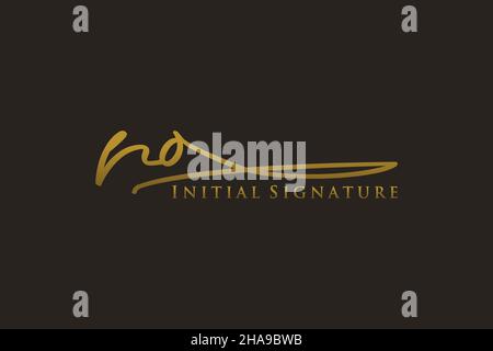 RO Letter Signature Logo Template elegant design logo. Hand drawn Calligraphy lettering Vector illustration. Stock Vector