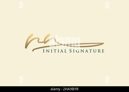 RN Letter Signature Logo Template elegant design logo. Hand drawn Calligraphy lettering Vector illustration. Stock Vector