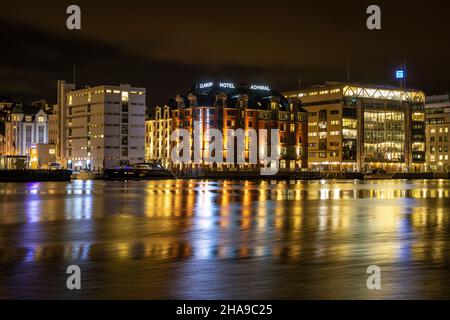 Wonderful Bergen in Norway at sunset and night Stock Photo