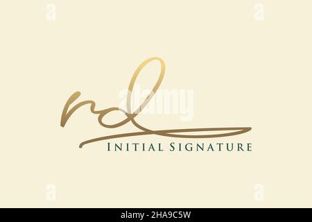 RD Letter Signature Logo Template elegant design logo. Hand drawn Calligraphy lettering Vector illustration. Stock Vector