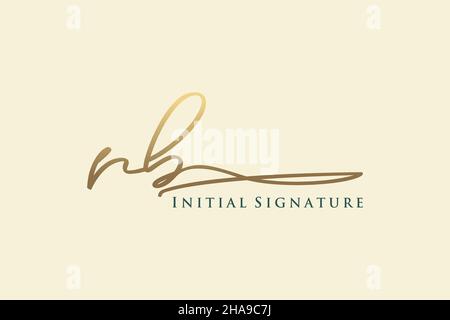 RB Letter Signature Logo Template elegant design logo. Hand drawn Calligraphy lettering Vector illustration. Stock Vector