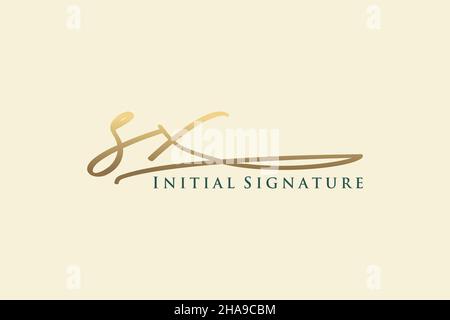 SX Letter Signature Logo Template elegant design logo. Hand drawn Calligraphy lettering Vector illustration. Stock Vector