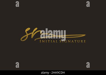 SR Letter Signature Logo Template elegant design logo. Hand drawn Calligraphy lettering Vector illustration. Stock Vector