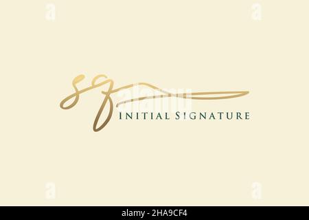 SQ Letter Signature Logo Template elegant design logo. Hand drawn Calligraphy lettering Vector illustration. Stock Vector