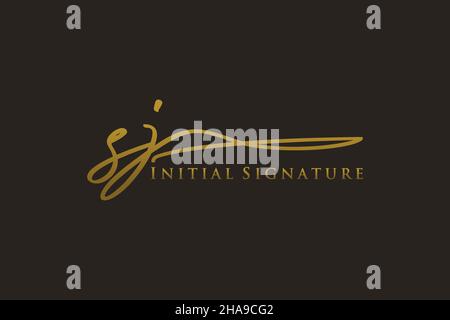 SJ Letter Signature Logo Template elegant design logo. Hand drawn Calligraphy lettering Vector illustration. Stock Vector