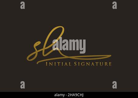 SH Letter Signature Logo Template elegant design logo. Hand drawn Calligraphy lettering Vector illustration. Stock Vector