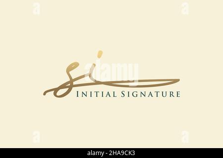 SI Letter Signature Logo Template elegant design logo. Hand drawn Calligraphy lettering Vector illustration. Stock Vector
