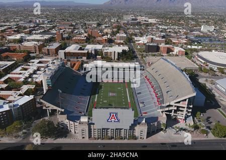 An aerial view of Arizona Stadium, Tuesday, March 2, 2021, in Tucson