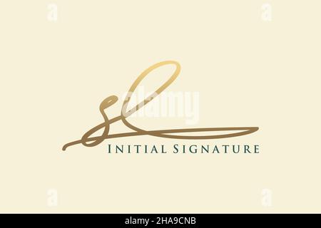 SL Letter Signature Logo Template elegant design logo. Hand drawn Calligraphy lettering Vector illustration. Stock Vector
