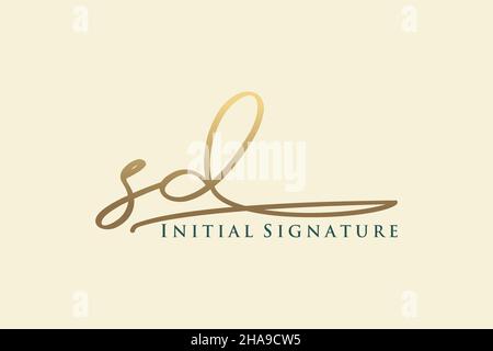 SD Letter Signature Logo Template elegant design logo. Hand drawn Calligraphy lettering Vector illustration. Stock Vector