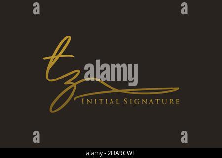 TZ Letter Signature Logo Template elegant design logo. Hand drawn Calligraphy lettering Vector illustration. Stock Vector