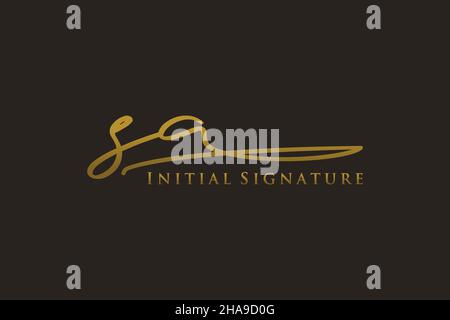 SA Letter Signature Logo Template elegant design logo. Hand drawn Calligraphy lettering Vector illustration. Stock Vector