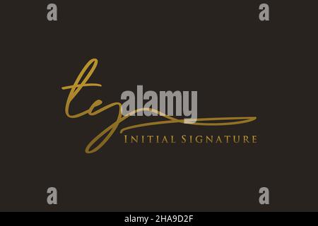 TY Letter Signature Logo Template elegant design logo. Hand drawn Calligraphy lettering Vector illustration. Stock Vector