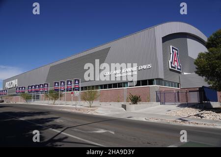 A general view of the Cole and Jeannie Davis Sports Center on the campus of the University of Arizona, Tuesday, March 2, 2021, in Tucson, Ariz. The indoor, climate-controlled building is the practice facility for the Arizona Wildcats football team. Stock Photo