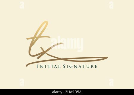 TX Letter Signature Logo Template elegant design logo. Hand drawn Calligraphy lettering Vector illustration. Stock Vector