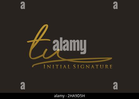 TU Letter Signature Logo Template elegant design logo. Hand drawn Calligraphy lettering Vector illustration. Stock Vector