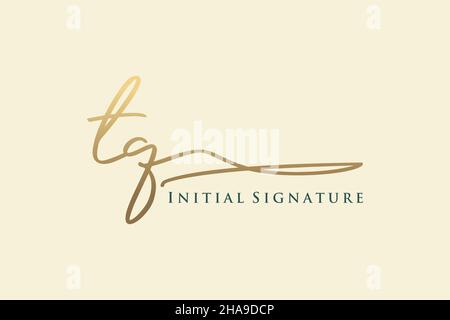 TQ Letter Signature Logo Template elegant design logo. Hand drawn Calligraphy lettering Vector illustration. Stock Vector