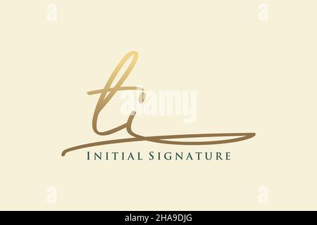 TI Letter Signature Logo Template elegant design logo. Hand drawn Calligraphy lettering Vector illustration. Stock Vector