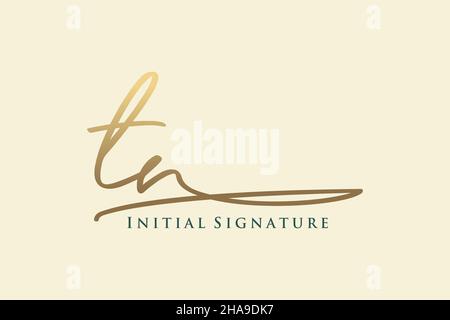 TN Letter Signature Logo Template elegant design logo. Hand drawn Calligraphy lettering Vector illustration. Stock Vector