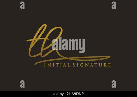 TH Letter Signature Logo Template elegant design logo. Hand drawn Calligraphy lettering Vector illustration. Stock Vector
