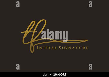 TF Letter Signature Logo Template elegant design logo. Hand drawn Calligraphy lettering Vector illustration. Stock Vector