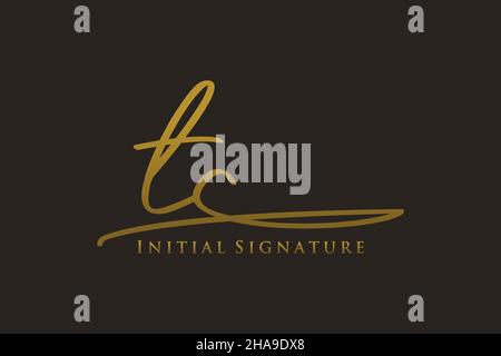 TC Letter Signature Logo Template elegant design logo. Hand drawn Calligraphy lettering Vector illustration. Stock Vector