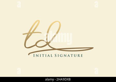 TD Letter Signature Logo Template elegant design logo. Hand drawn Calligraphy lettering Vector illustration. Stock Vector